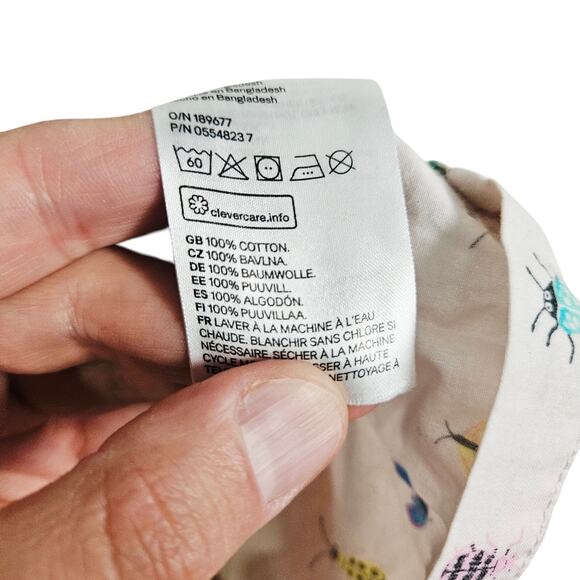 H&M Girls Size 6-7 Cotton Sundress White Pastel Bug Print Summer Cute Casual - Picture 4 of 5